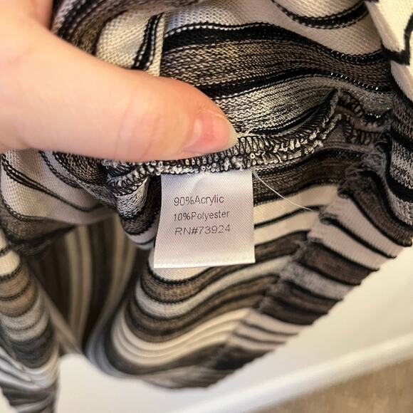 Ming Wang Contrast Pleated Stripe Knit Tunic Medium Large Black Sweater Office - Picture 6 of 9